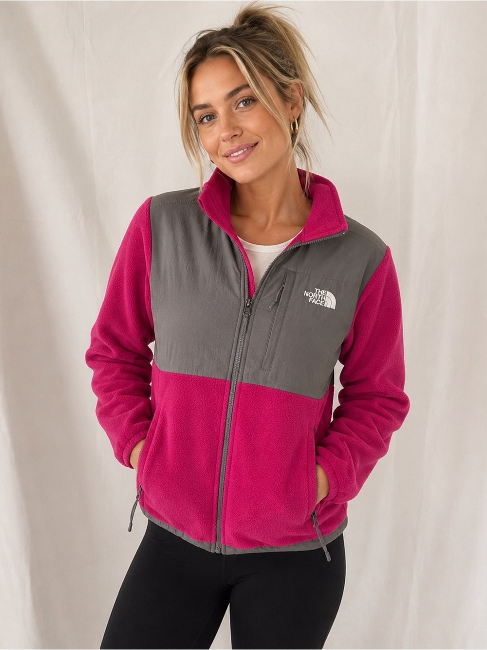 The North Face Denali Fleece Jacket Women’s Medium Pink Gray Full Zip Polartec O
